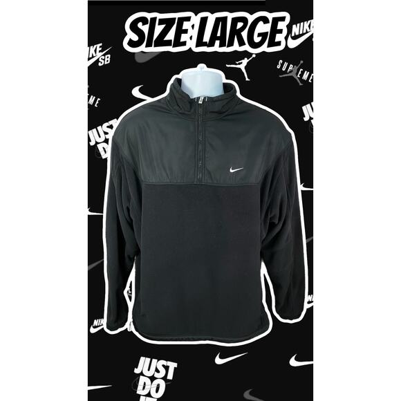 Nike Mens Large Jacket Quarter Zip Black Running Mock Neck Pullover - Picture 1 of 11